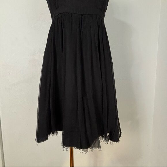 ZARA BASIC Womens Sz M Midi Dress Black 100% Silk Mock Neck Sleeveless Cocktail - Picture 7 of 12